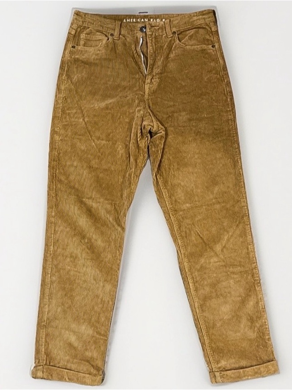 American Eagle Womens Size 4 Brown Corduroy, Cuffed, 5 Pocket, Hi Rise Mom Jean
